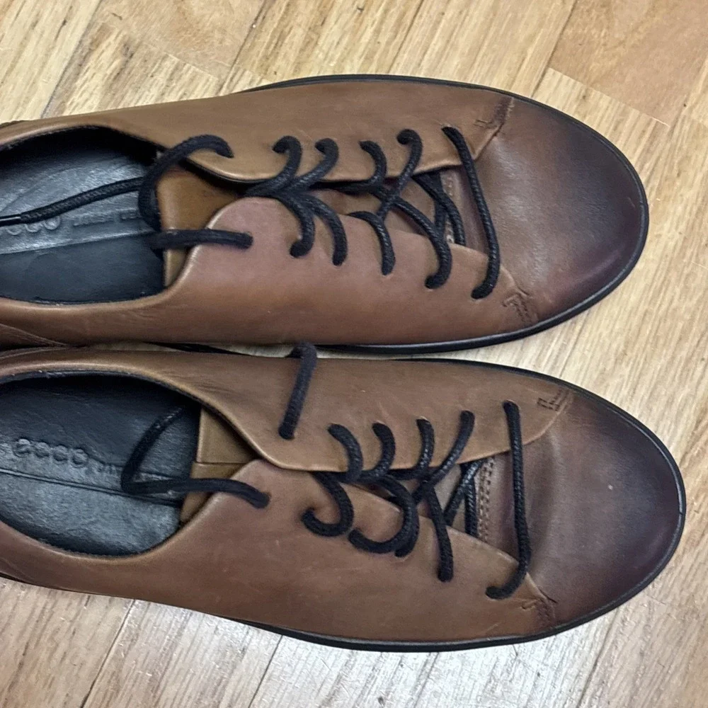 ECCO  Soft Lux Cognac (Ombre) Leather Lace‎ Up Sneakers EU 39 6.5 M 8.5 W